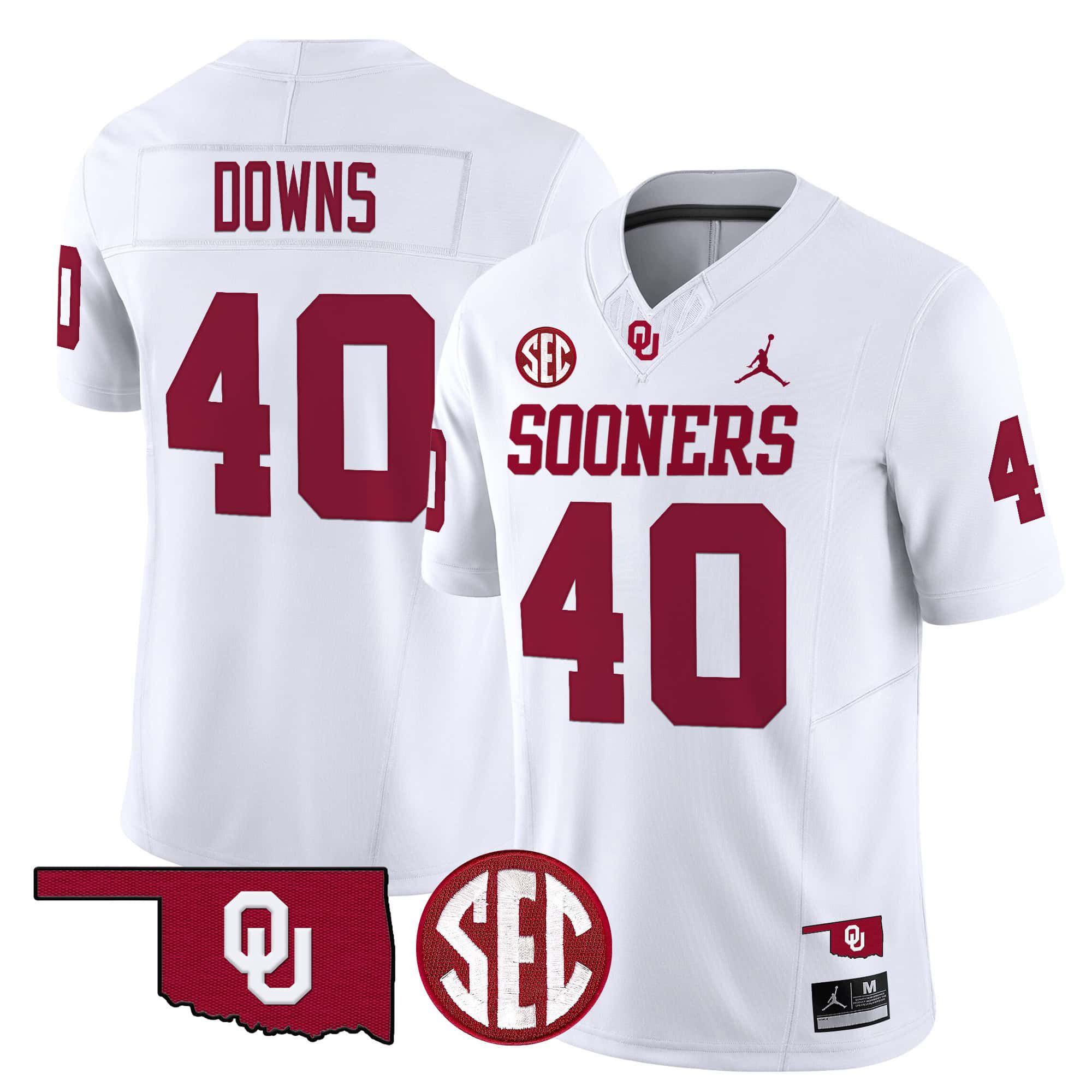 Men Oklahoma Sooners 40 Downs White 2024 Vapor Limited NCAA Jersey